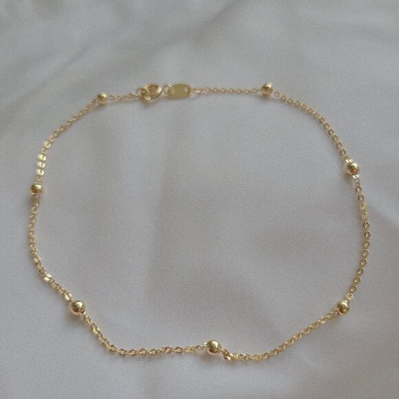 Gold Filled Ball Chain Anklet - Picture 3 of 3